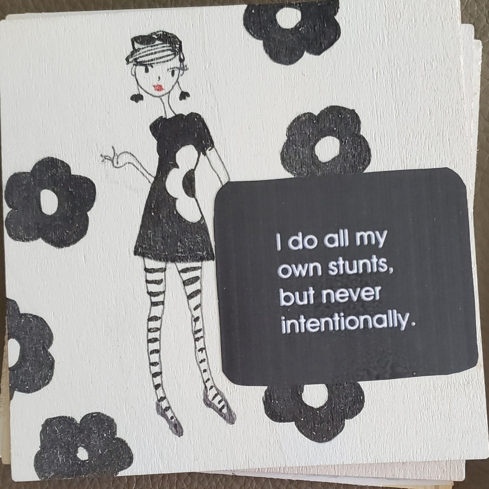 Hand-painted Irene Morgan Wood Tiles,  5 x 5 inches